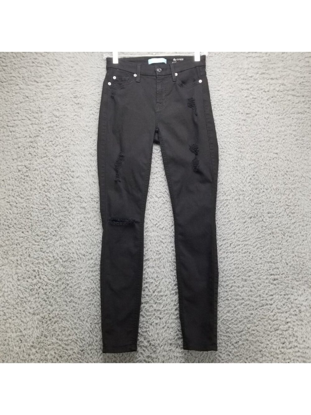 7 For All Mankind Jeans Womens 24 Black Ankle Skinny Stretch B(air) Denim